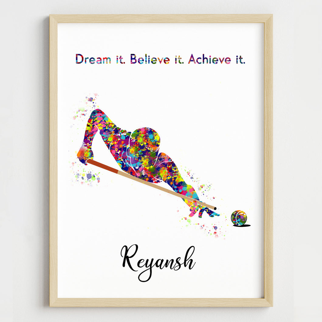 'Snooker Player' Personalized Wall Art (Framed)