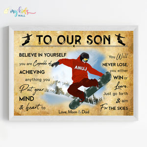 'Snowboarding Athlete' Personalised Motivational Wall Art (Framed)
