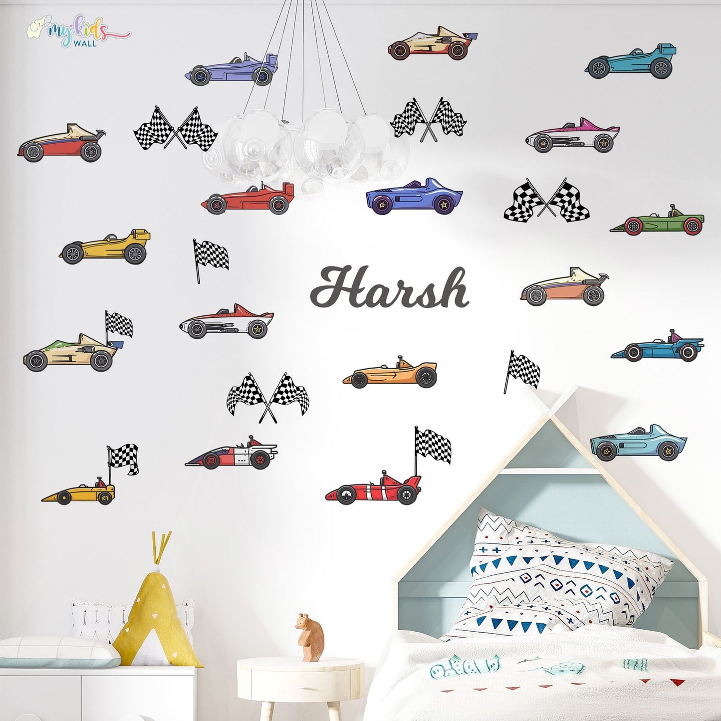Speedy Race Cars Personalized Wall Stickers