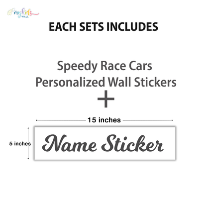 Speedy Race Cars Personalized Wall Stickers
