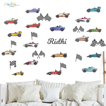 Speedy Race Cars Personalized Wall Stickers