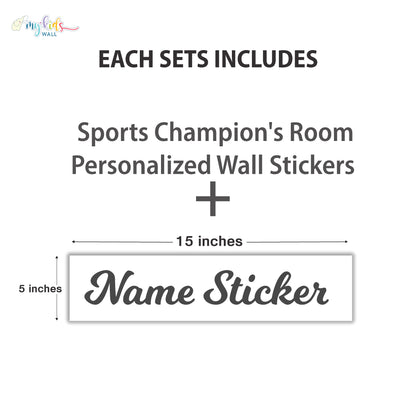 Sports Champion's Room Personalized Wall Stickers