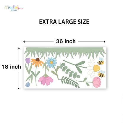 Spring Bloom Floral & Bee Personalized Wall Stickers