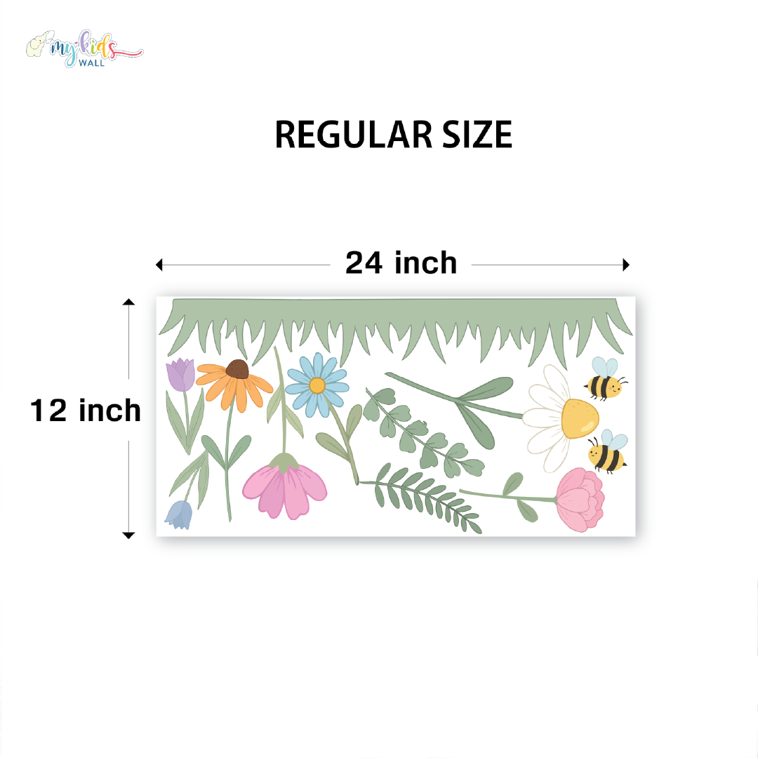 Spring Bloom Floral & Bee Personalized Wall Stickers