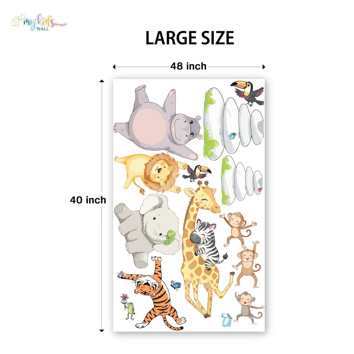 Standing Safari Animals Personalized Wall Stickers