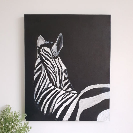 Striped Beauty Zebra Canvas Stretched Wall Painting