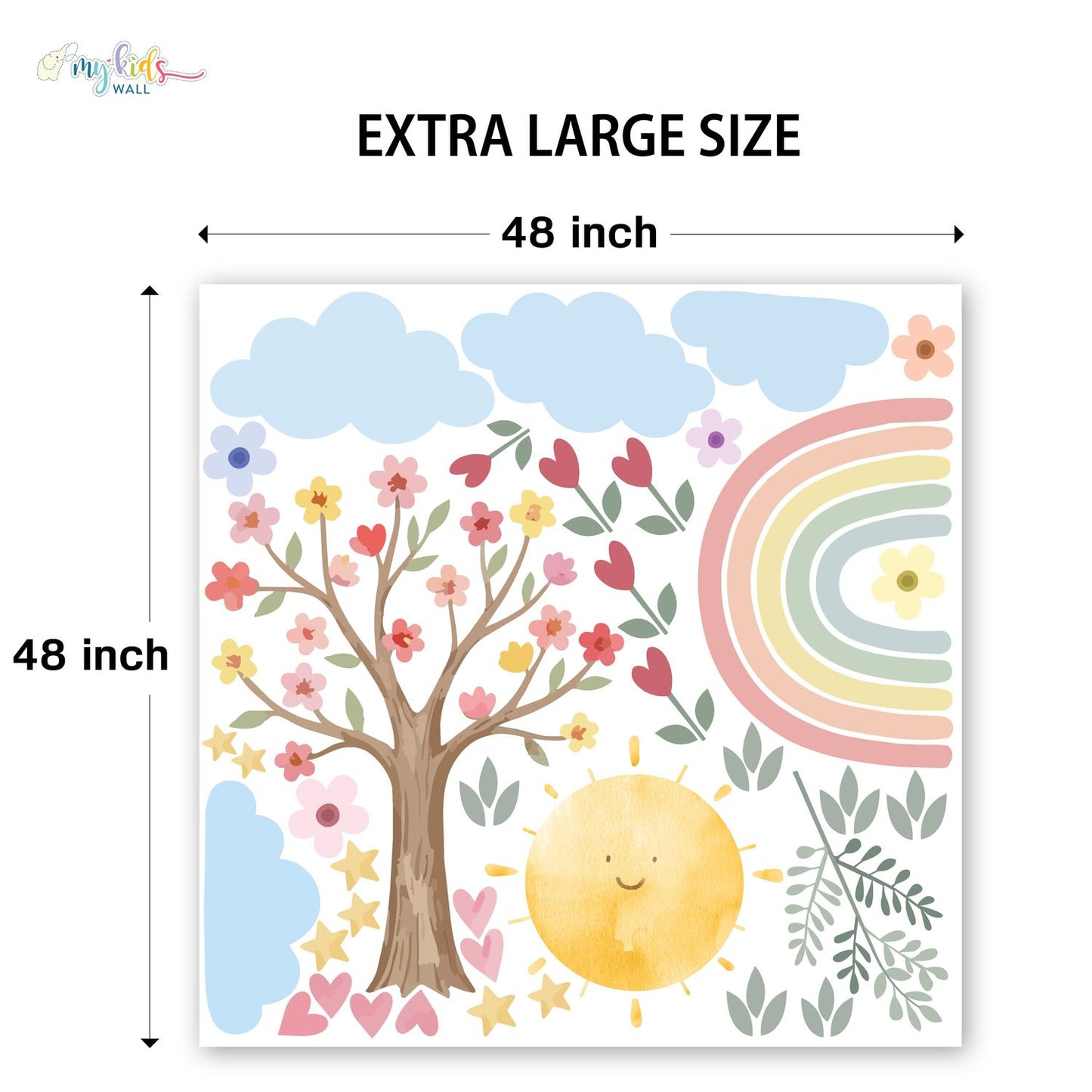 Sunshine Rainbow Floral Personalized Wall Stickers