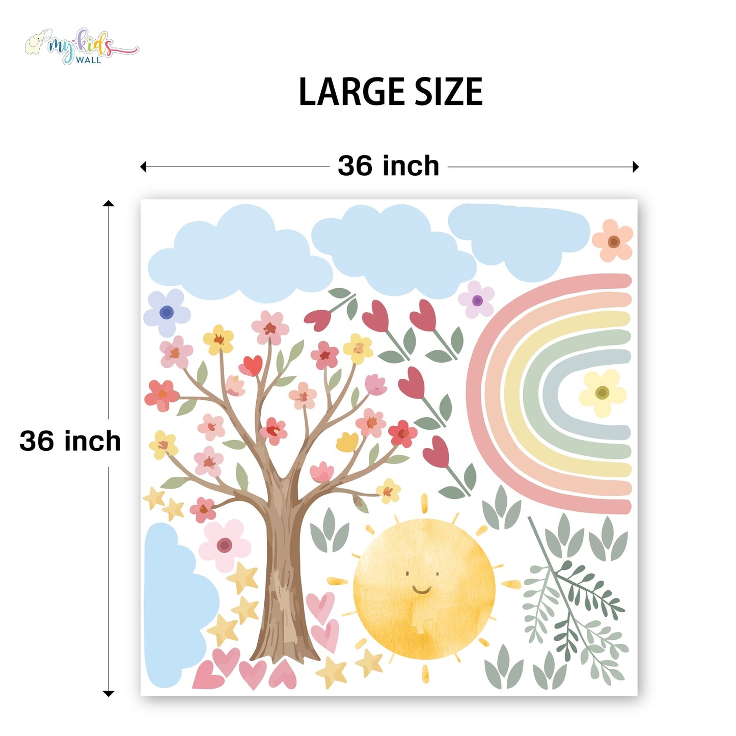 Sunshine Rainbow Floral Personalized Wall Stickers