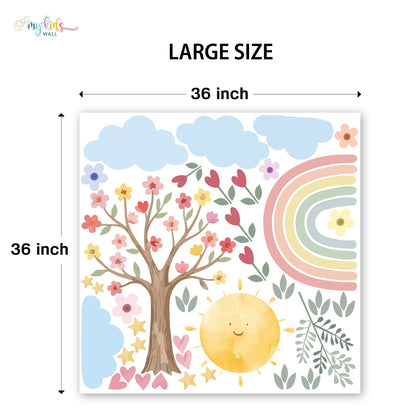 Sunshine Rainbow Floral Personalized Wall Stickers