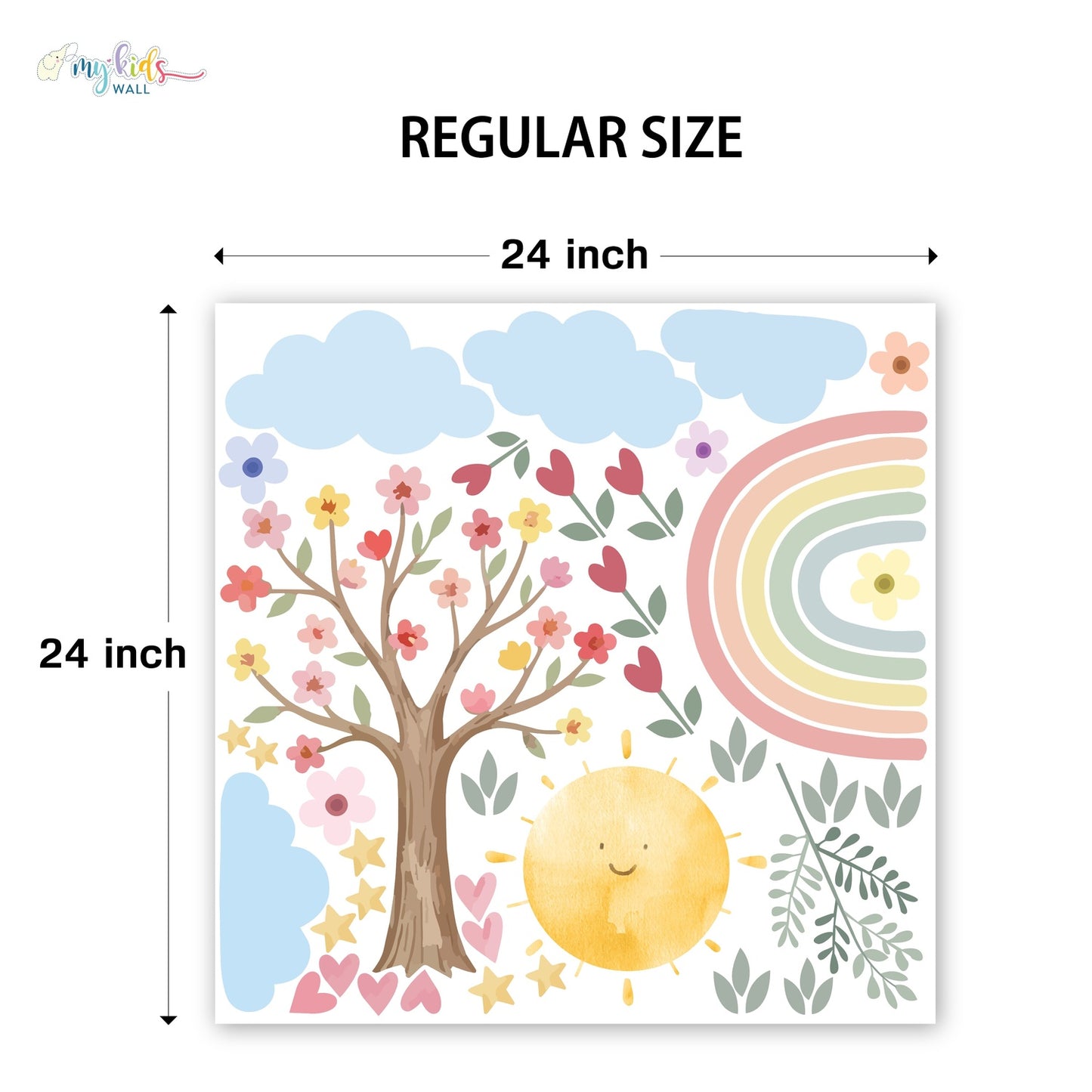 Sunshine Rainbow Floral Personalized Wall Stickers