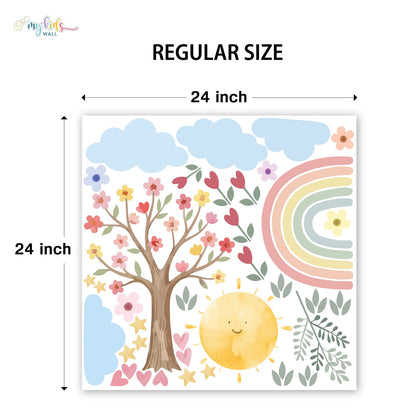 Sunshine Rainbow Floral Personalized Wall Stickers