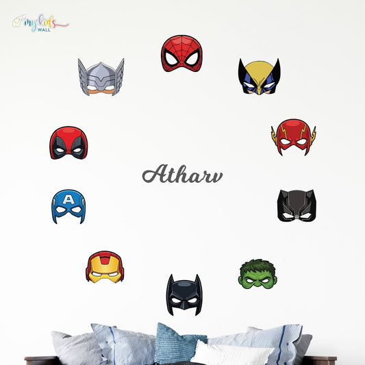 Superheroes Face Masks Personalized Wall Stickers