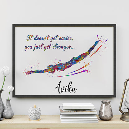 Swimmer Girl Personalized Wall Art (Framed)