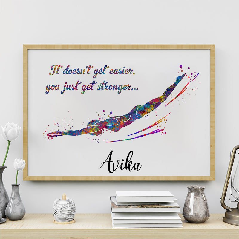 Swimmer Girl Personalized Wall Art (Framed)