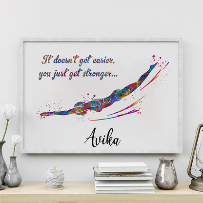 Swimmer Girl Personalized Wall Art (Framed)