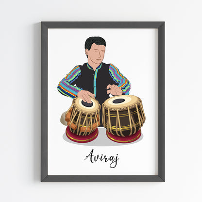 Tabla Player Boy Personalized Wall Art (Framed)