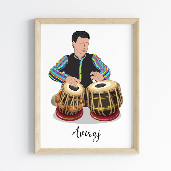 Load image into Gallery viewer, &#39;Tabla Player&#39; Boy Personalized Wall Art (Framed)
