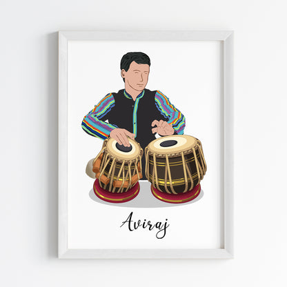 Tabla Player Boy Personalized Wall Art (Framed)