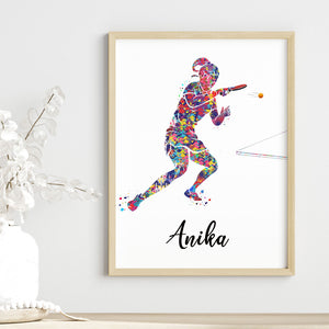 'Table Tennis Player Girl' Personalised Wall Art (Framed)