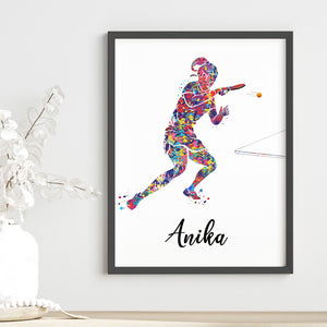 'Table Tennis Player Girl' Personalised Wall Art (Framed)