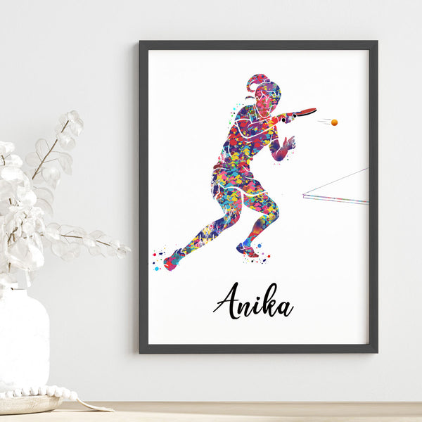 Load image into Gallery viewer, &#39;Table Tennis Player Girl&#39; Personalised Wall Art (Framed)
