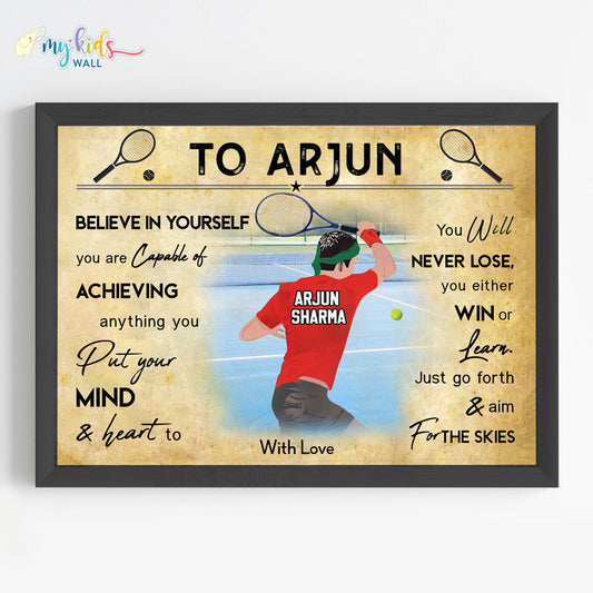 Tennis Player Personalized Motivational Wall Art (Framed)