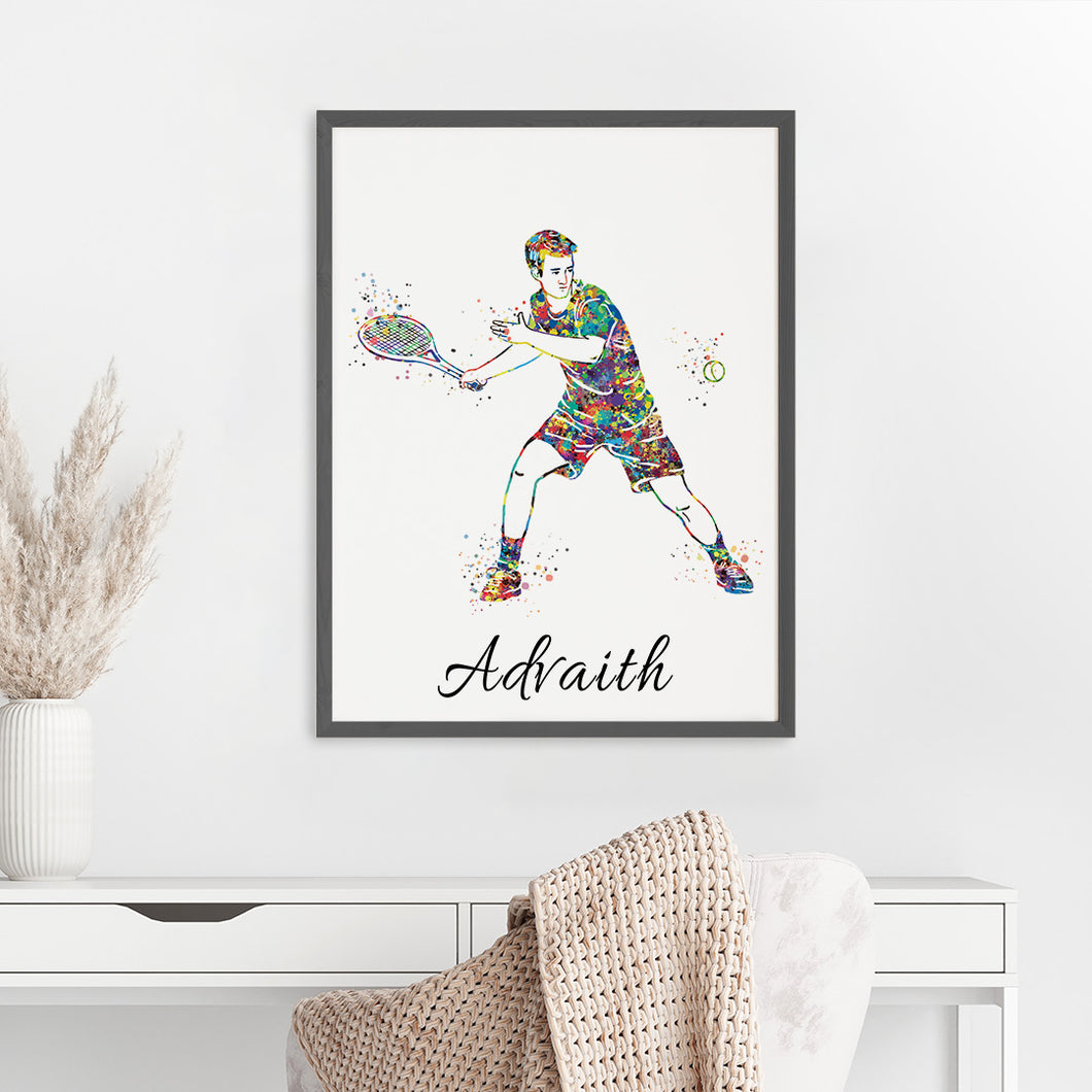 'Tennis Player' Personalised Wall Art (Big Frame)