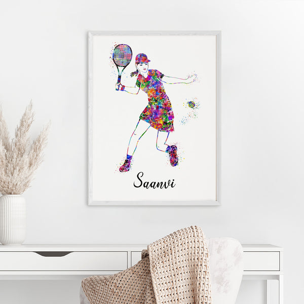Load image into Gallery viewer, &#39;Tennis Player Girl&#39; Personalised Wall Art (Big Frame)
