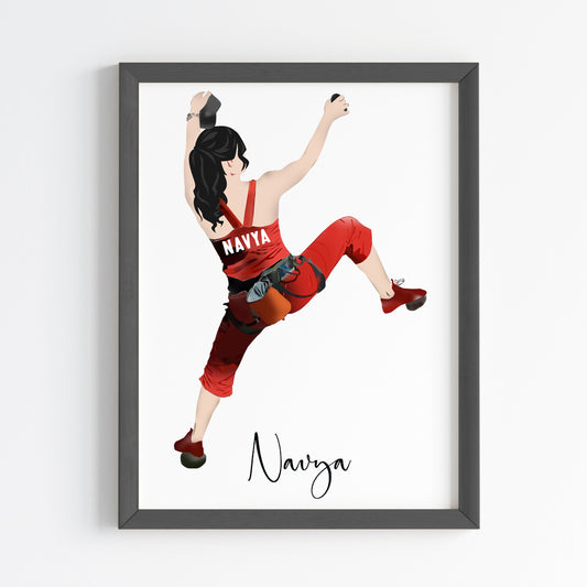 Rock Climbing Girl Personalized Wall Art (Framed)