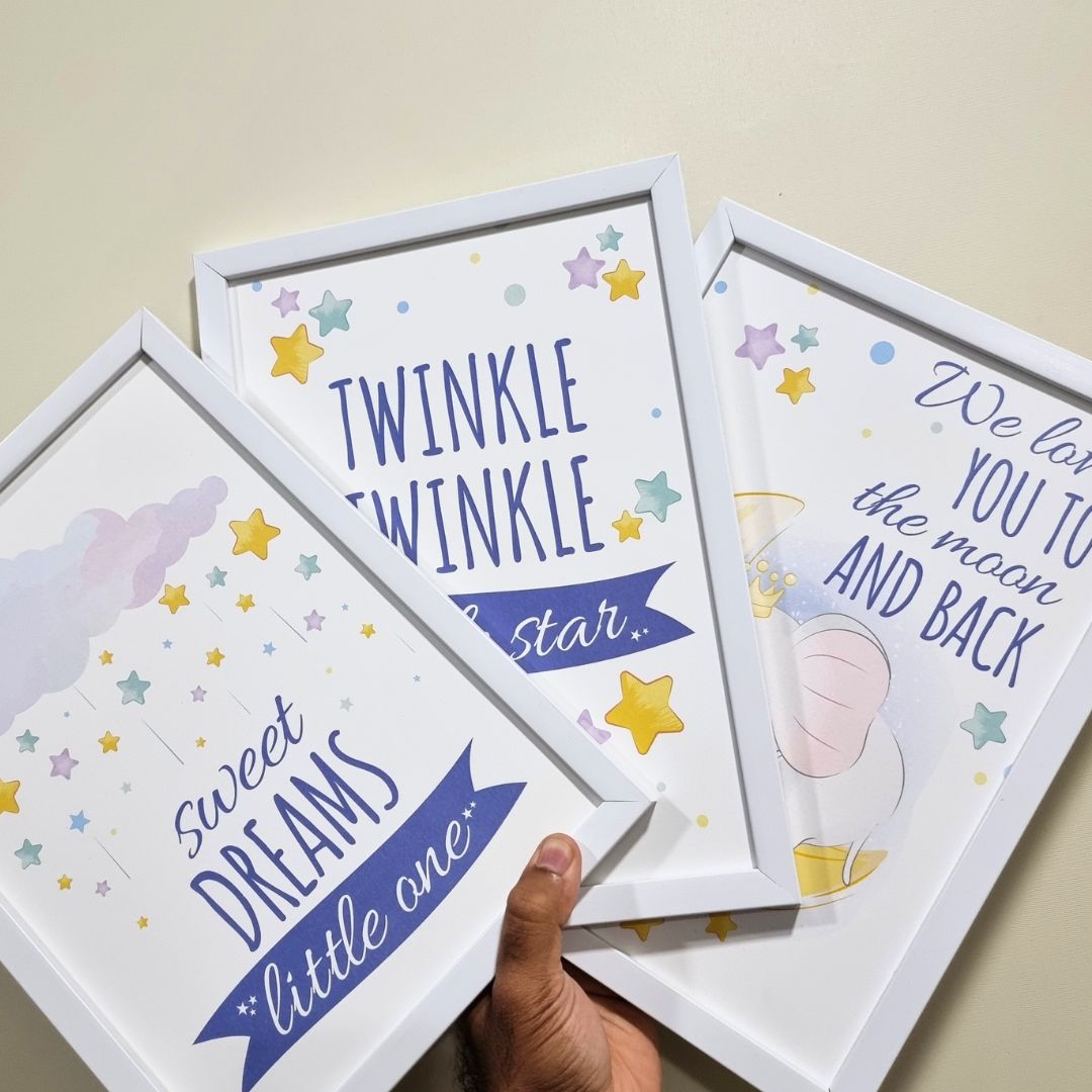 Twinkle Twinkle Little Star Wall Art (Framed Set of 3)