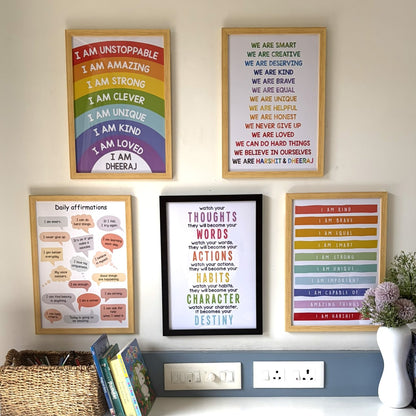 Positive Affirmations for Siblings Personalized Watercolor Wall Art (Framed)