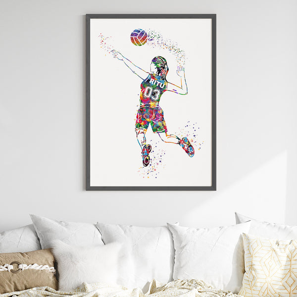 Load image into Gallery viewer, &#39;Volleyball Player&#39; Girl Personalised Wall Art (Big Frame)
