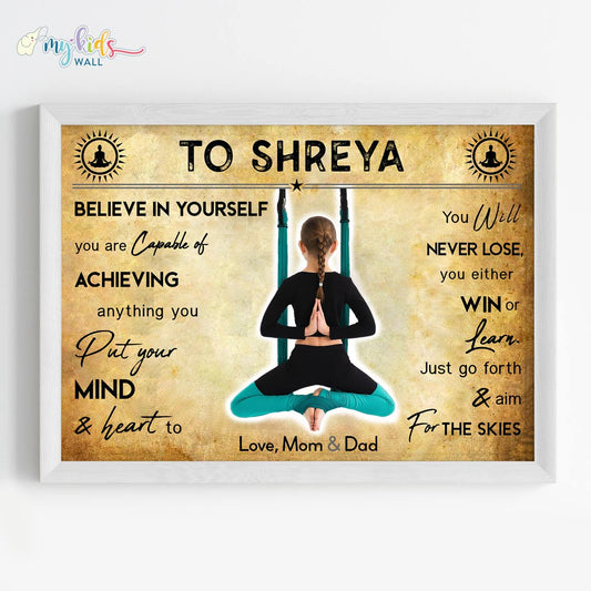 Aerial Yoga Girl Personalized Motivational Wall Art (Framed)
