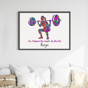 'Weightlifter Girl' Personalized Wall Art (Big Frame)