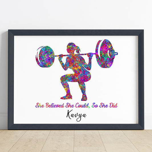 Weightlifter Girl Personalized Wall Art (Framed)