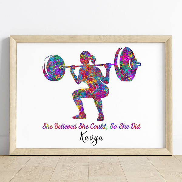 Load image into Gallery viewer, &#39;Weightlifter Girl&#39; Personalized Wall Art (Framed)
