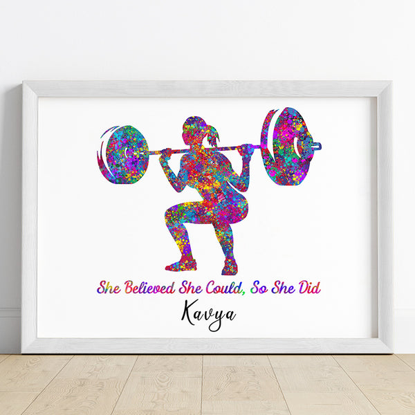 Load image into Gallery viewer, &#39;Weightlifter Girl&#39; Personalized Wall Art (Framed)
