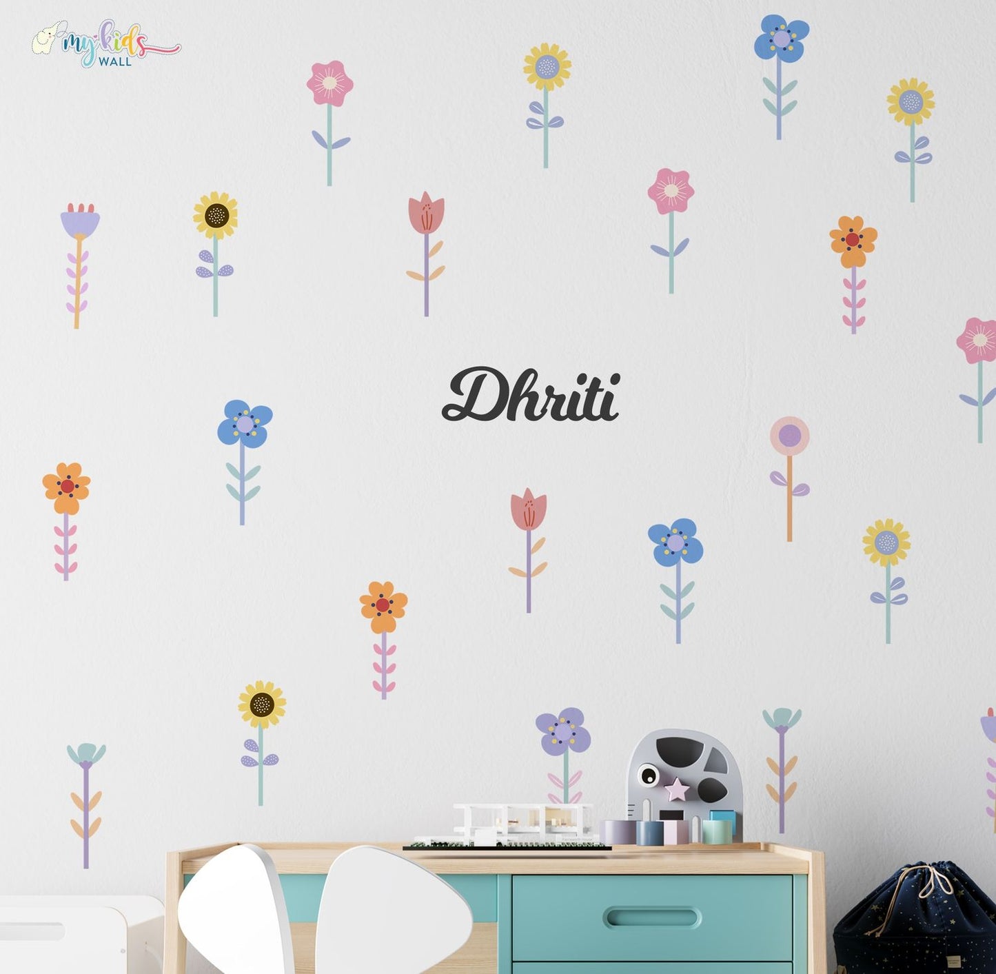 Whimsical Flowers Personalized Wall Stickers