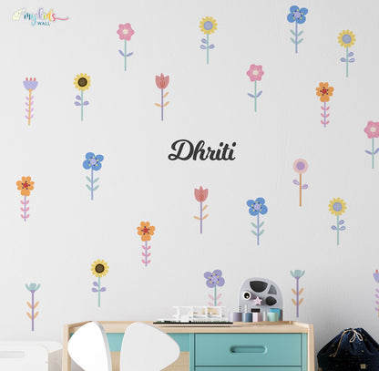 Whimsical Flowers Personalized Wall Stickers