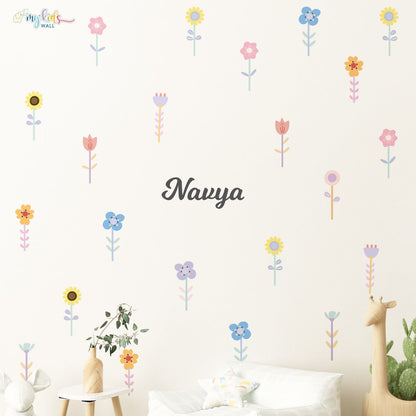 Whimsical Flowers Personalized Wall Stickers