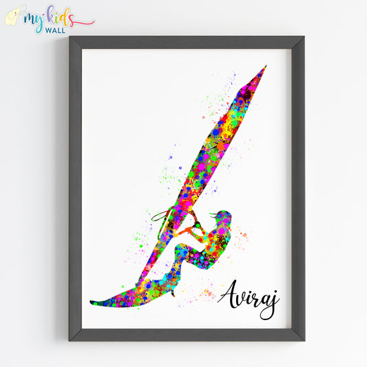 Wind Surfer Personalised Wall Art (Framed)