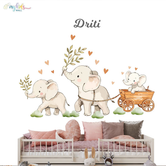 Woodland Cute Elephant Personalized Wall Stickers