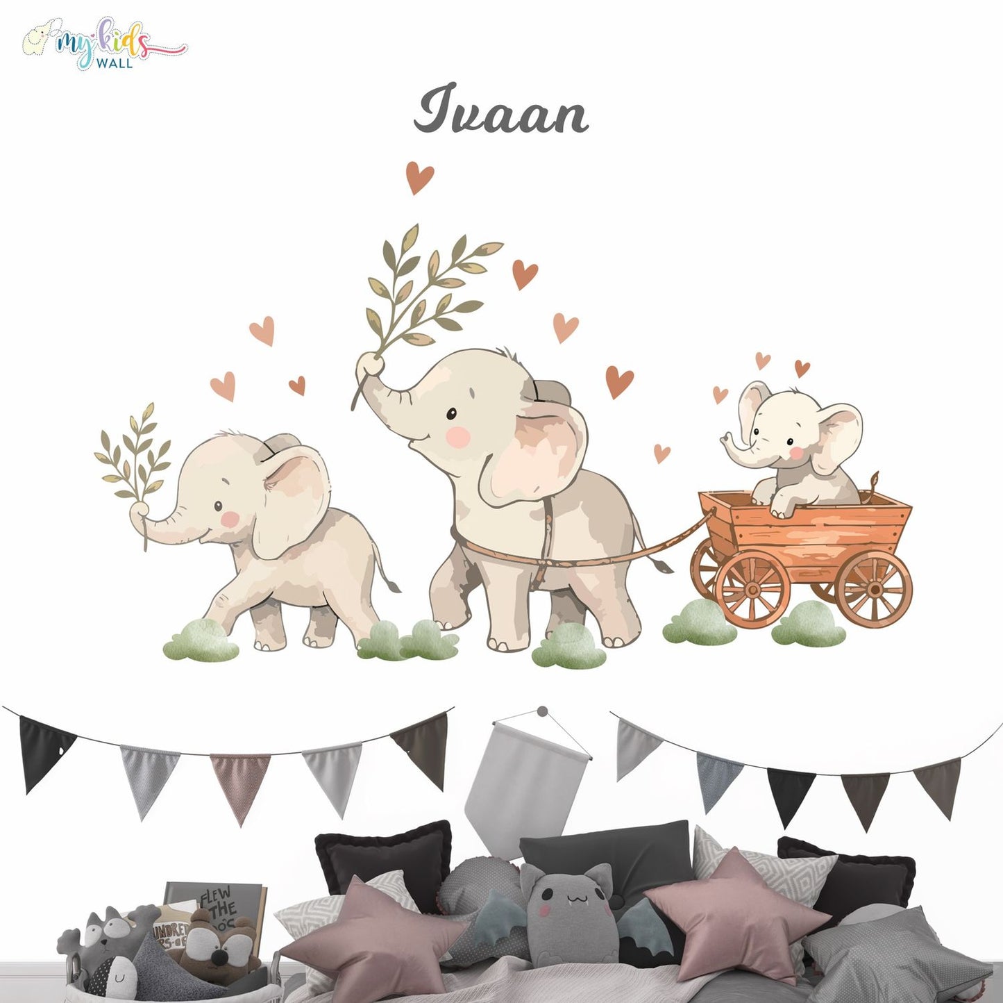 Woodland Cute Elephant Personalized Wall Stickers