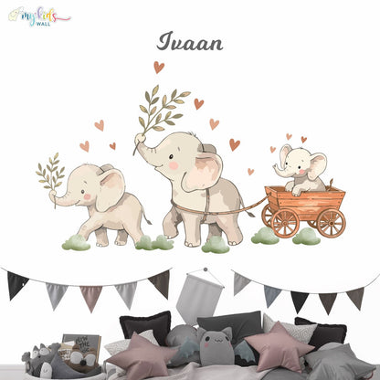 Woodland Cute Elephant Personalized Wall Stickers
