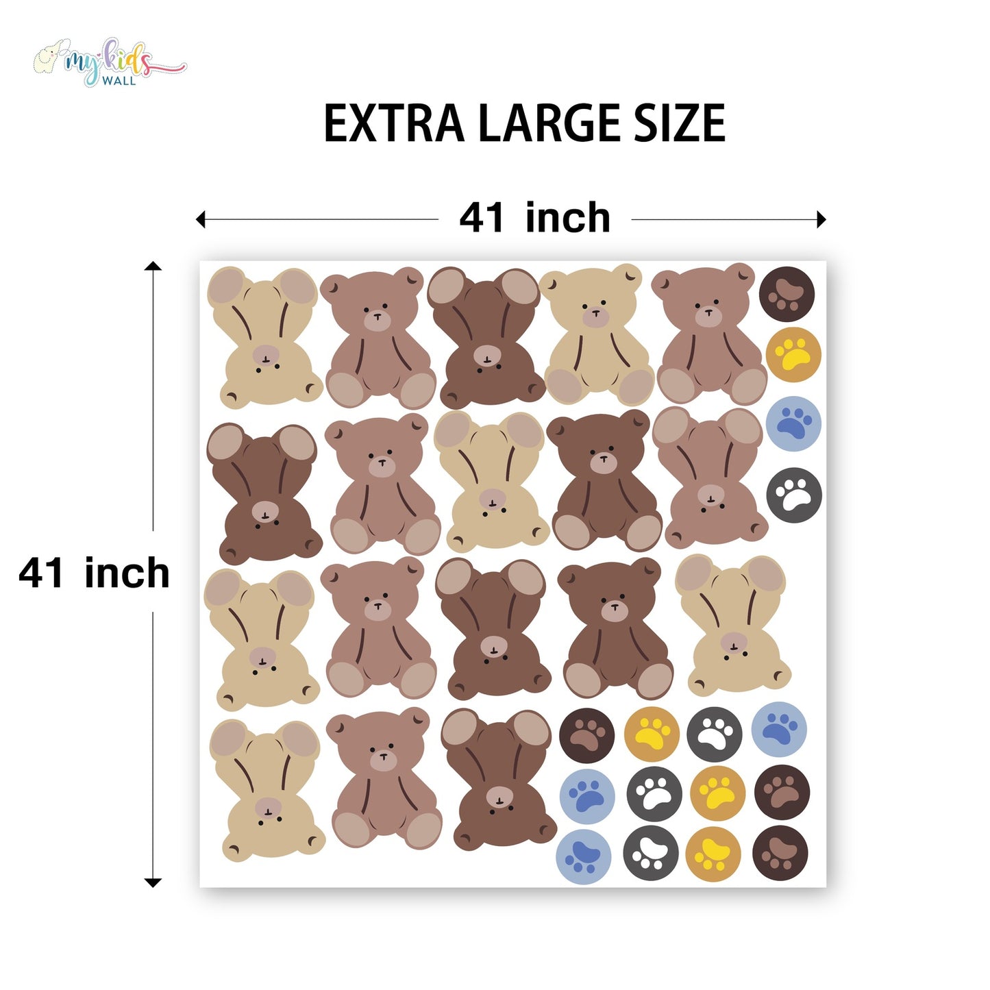 Woodland Mini Teddy Bears Personalized Wall Stickers