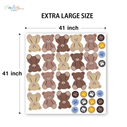 Woodland Mini Teddy Bears Personalized Wall Stickers