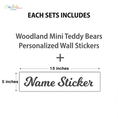 Woodland Mini Teddy Bears Personalized Wall Stickers