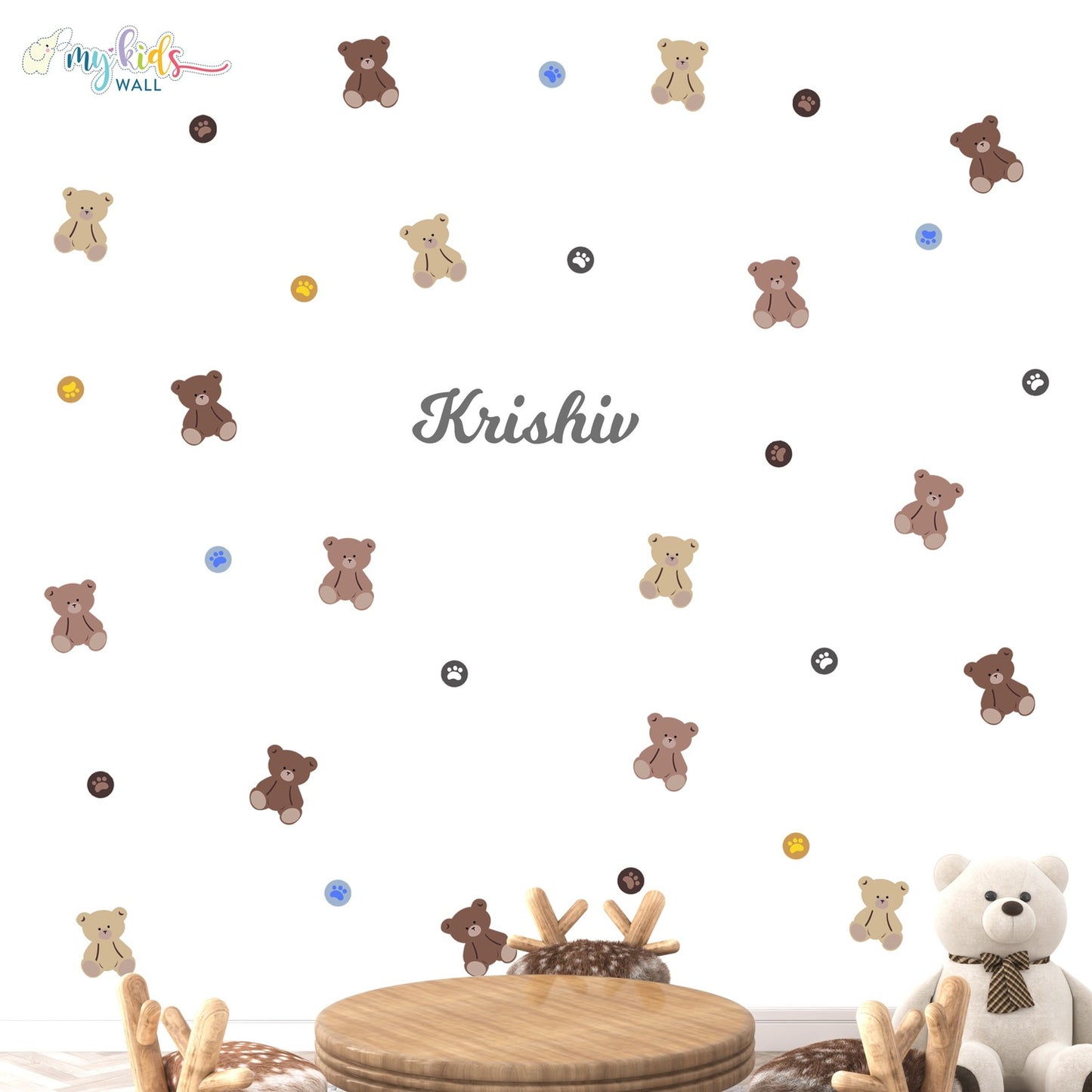 Woodland Mini Teddy Bears Personalized Wall Stickers