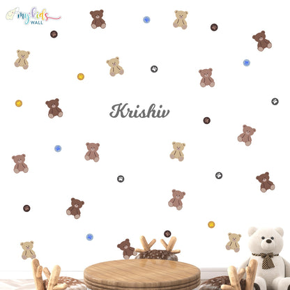 Woodland Mini Teddy Bears Personalized Wall Stickers