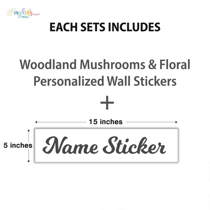 Woodland Mushrooms & Floral Personalized Wall Stickers